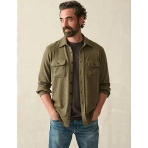 Faherty Men's Legend Sweater Shirt Olive Green Button Down Gorpcore Size Large